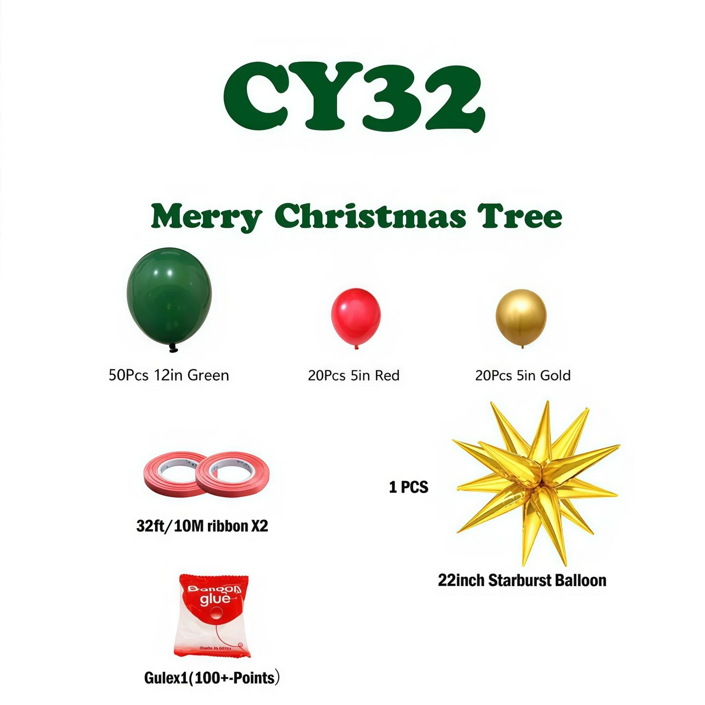 Christmas Balloon 2-Pack Combo: Latex & Foil Holiday Decor | Arch & Tree Sets for 2025 Christmas