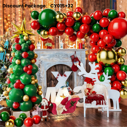 Christmas Balloon 2-Pack Combo: Latex & Foil Holiday Decor | Arch & Tree Sets for 2025 Christmas