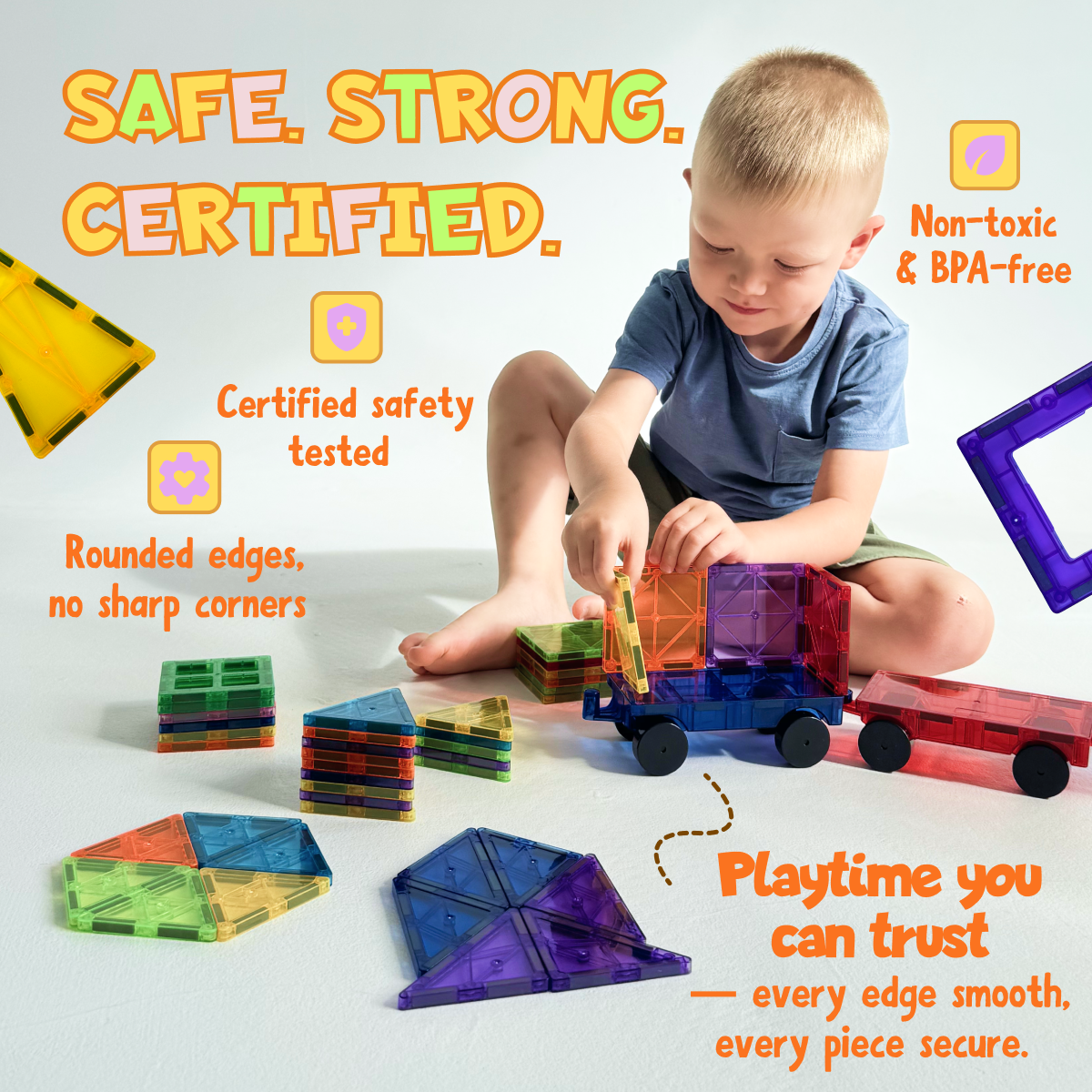 Hundred And Two Pieces Magnetic Tiles Building Set