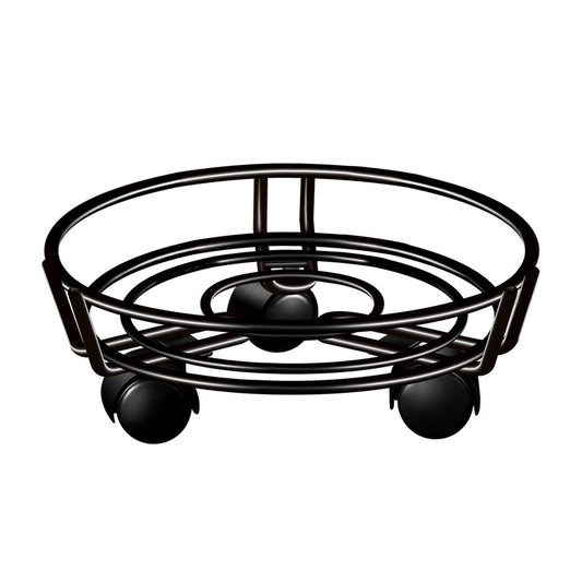Movable Iron Potted Plant Stand for Home Garden Decoration-Black