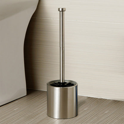 Long-Handled Toilet Brush With Glass Inner Liner For Bathroom Toilet Cleaning-Silver