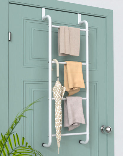 Over The Door Towel Rack Metal Behind Door Hanger for Bathroom Bedroom-White
