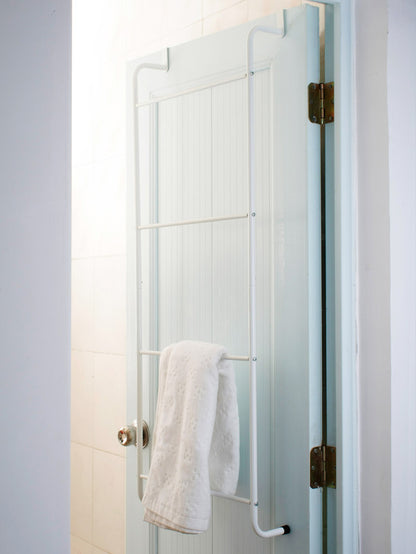 Over The Door Towel Rack Metal Behind Door Hanger for Bathroom Bedroom-White