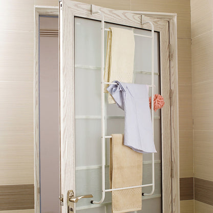 Over The Door Towel Rack Metal Behind Door Hanger for Bathroom Bedroom-White