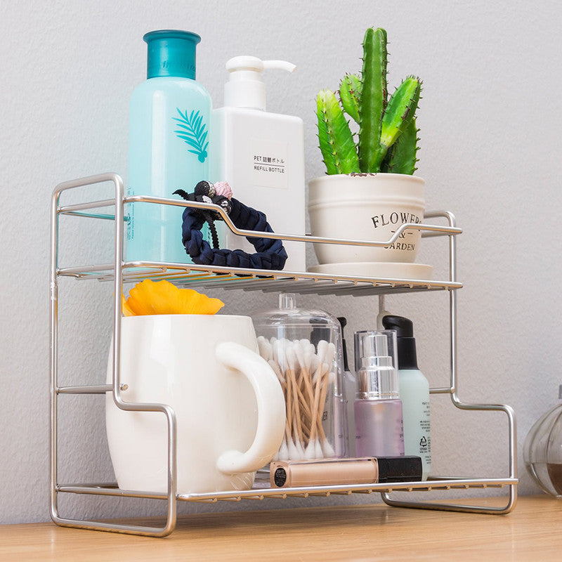 Mini Stainless Steel Kitchen Spice Storage Rack Bathroom And Toilet Organizer Rack-Silver