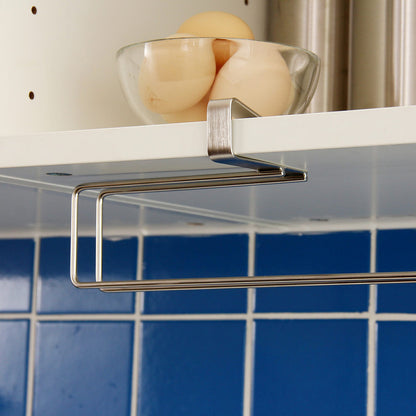 Stainless Steel No-punch Roll Paper Rack for Kitchen Cabinet Cling Film Storage Rack-Silver