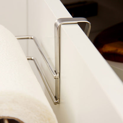 Stainless Steel No-punch Roll Paper Rack for Kitchen Cabinet Cling Film Storage Rack-Silver