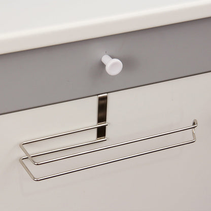 Stainless Steel No-punch Roll Paper Rack for Kitchen Cabinet Cling Film Storage Rack-Silver