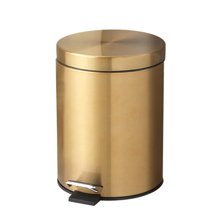 5L Stainless Steel Round Trash Can With Lid And Foot Pedal for Household Kitchen Hotel-Champagne Gold