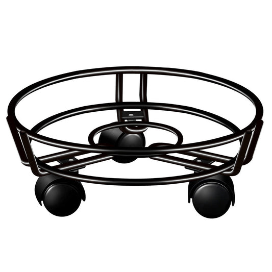 Movable Iron Potted Plant Stand for Home Garden Decoration-Black