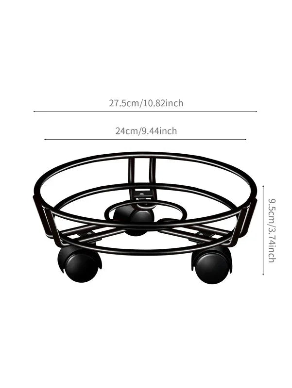 Movable Iron Potted Plant Stand for Home Garden Decoration-Black
