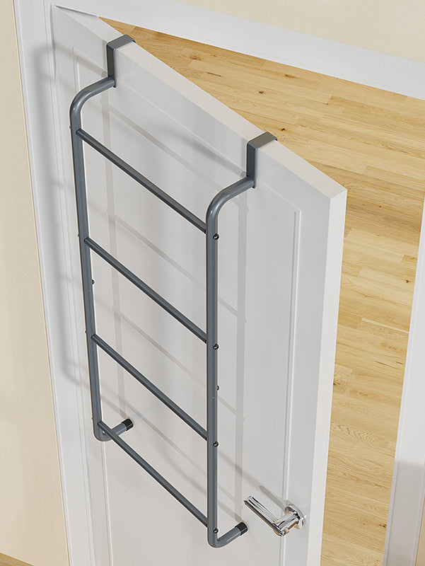 Over The Door Towel Rack Metal Behind Door Hanger for Bathroom Bedroom-Grey