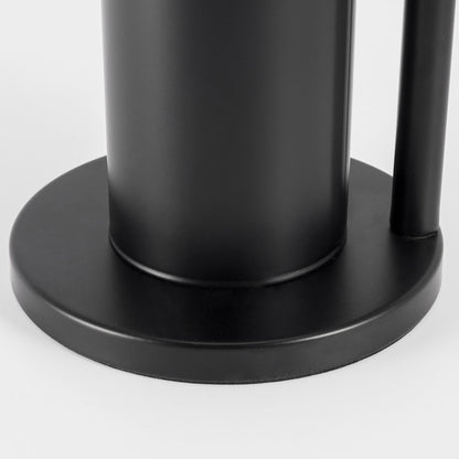2-in-1 Iron Floor Standing Roll Paper Holder and Bamboo Lid Toilet Brush For Bathroom and Toilet-Black