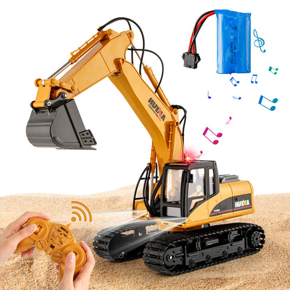 HUINA 1/14 RC Electric Excavator 1535 Remote Control Digger 15CH 2.4G Radio Finished Toy Model Battery Sound Light Effects Hobby Grade Model for Ages 14+