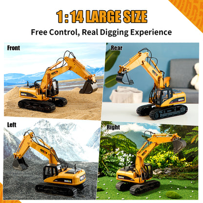 HUINA 1/14 RC Electric Excavator 1535 Remote Control Digger 15CH 2.4G Radio Finished Toy Model Battery Sound Light Effects Hobby Grade Model for Ages 14+