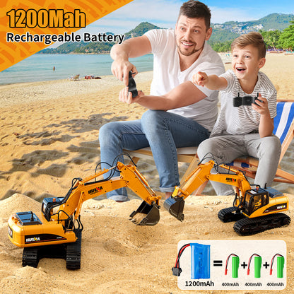 HUINA 1/14 RC Electric Excavator 1535 Remote Control Digger 15CH 2.4G Radio Finished Toy Model Battery Sound Light Effects Hobby Grade Model for Ages 14+