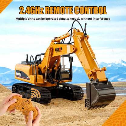 HUINA 1/14 RC Electric Excavator 1535 Remote Control Digger 15CH 2.4G Radio Finished Toy Model Battery Sound Light Effects Hobby Grade Model for Ages 14+