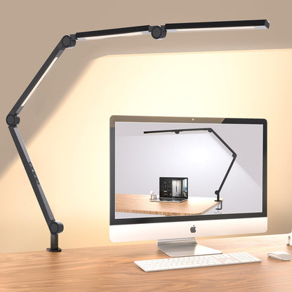 LED Desk Lamp,Foldable Table Lamp for Computer and Desktop,Flexible Clamp on Desk Lamps,Black Portable Desk Lamp for Home Office Reading,Working,Computer Desk,Study Lamp for Kids