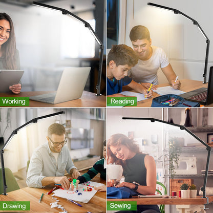 LED Desk Lamp,Foldable Table Lamp for Computer and Desktop,Flexible Clamp on Desk Lamps,Black Portable Desk Lamp for Home Office Reading,Working,Computer Desk,Study Lamp for Kids