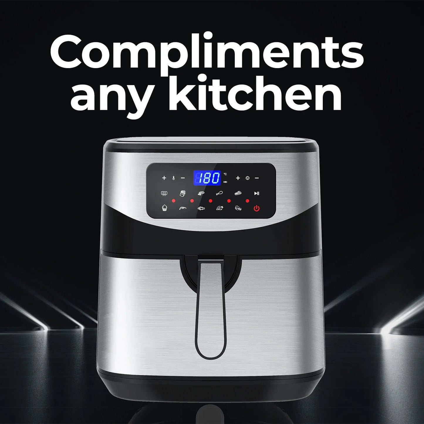 Kitchen Couture 12 Litre Air Fryer Multifunctional LCD One Touch Display Silver - Mekamart Australia