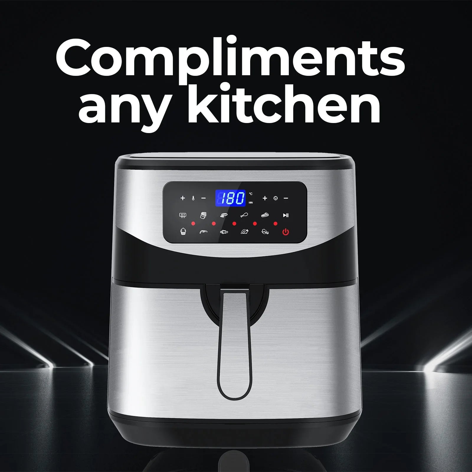Kitchen Couture 12 Litre Air Fryer Multifunctional LCD One Touch Display Silver - Mekamart Australia