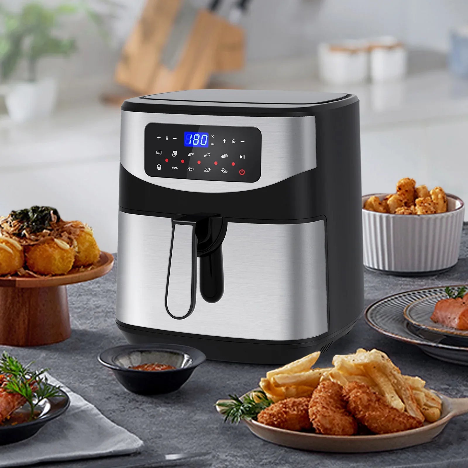 Kitchen Couture 12 Litre Air Fryer Multifunctional LCD One Touch Display Silver - Mekamart Australia