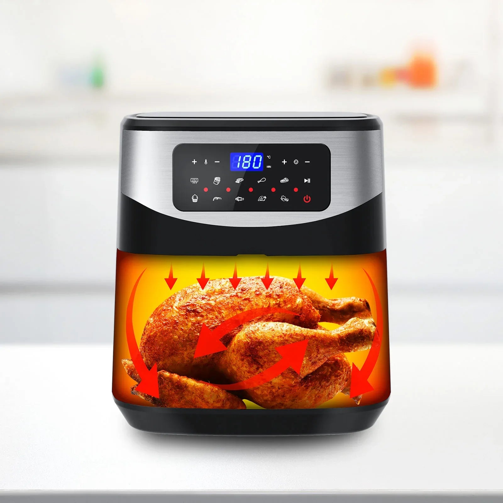 Kitchen Couture 12 Litre Air Fryer Multifunctional LCD One Touch Display Silver - Mekamart Australia