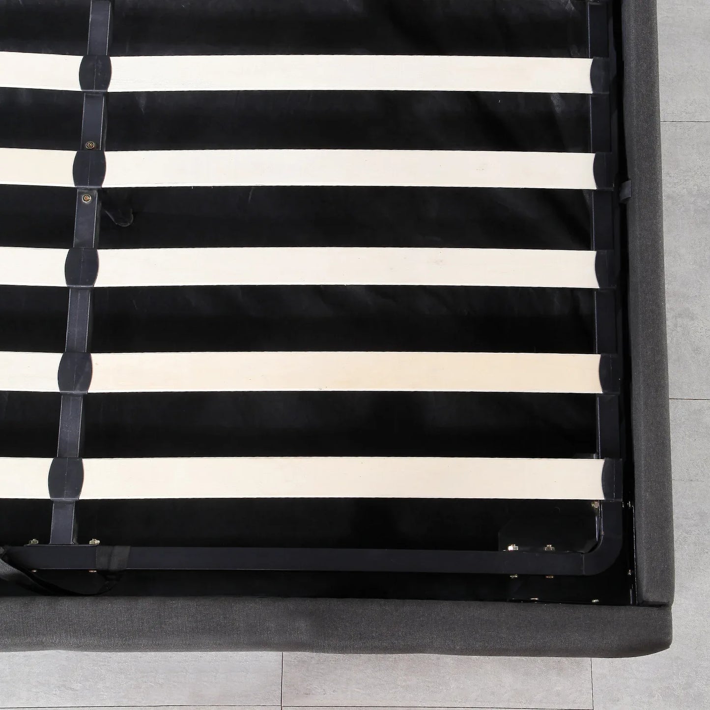 Milano Decor Eden Gas Lift Bed With Headboard Platform Storage Dark Grey Fabric - Single - Dark Grey