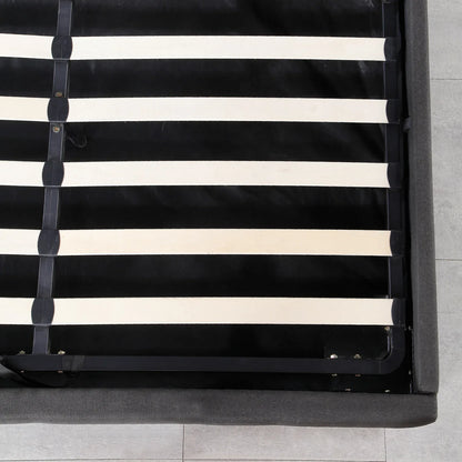 Milano Decor Eden Gas Lift Bed With Headboard Platform Storage Dark Grey Fabric - Single - Dark Grey