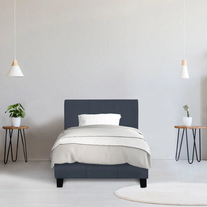 Milano Sienna Luxury Bed Frame Base And Headboard Solid Wood Padded Linen Fabric - Single - Charcoal - Mekamart Australia