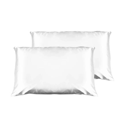 Casa Decor Luxury Satin Pillowcase Twin Pack Size With Gift Box Luxury - White - Mekamart Australia