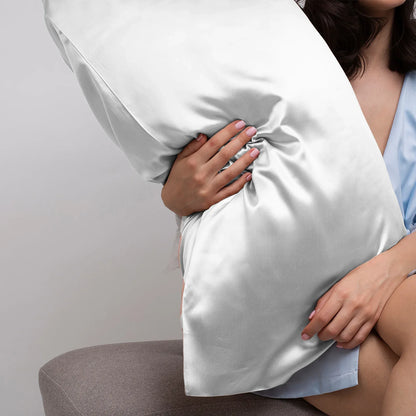 Casa Decor Luxury Satin Pillowcase Twin Pack Size With Gift Box Luxury - White - Mekamart Australia