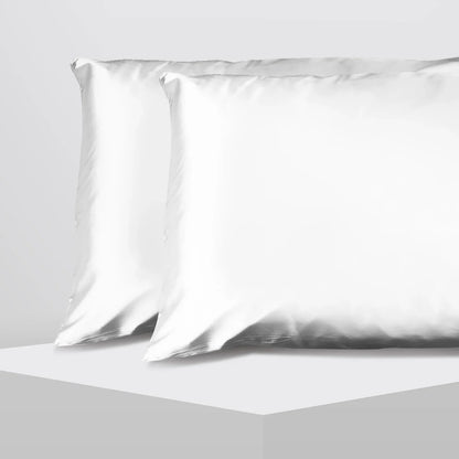 Casa Decor Luxury Satin Pillowcase Twin Pack Size With Gift Box Luxury - White - Mekamart Australia