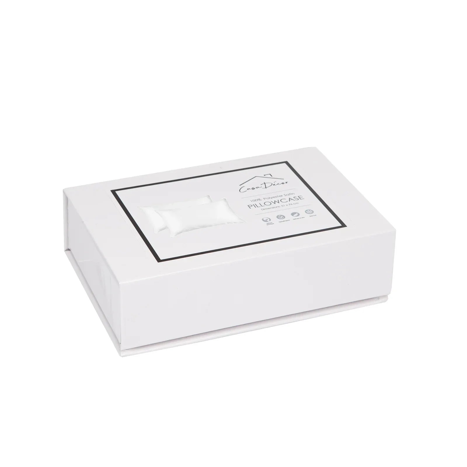 Casa Decor Luxury Satin Pillowcase Twin Pack Size With Gift Box Luxury - White - Mekamart Australia