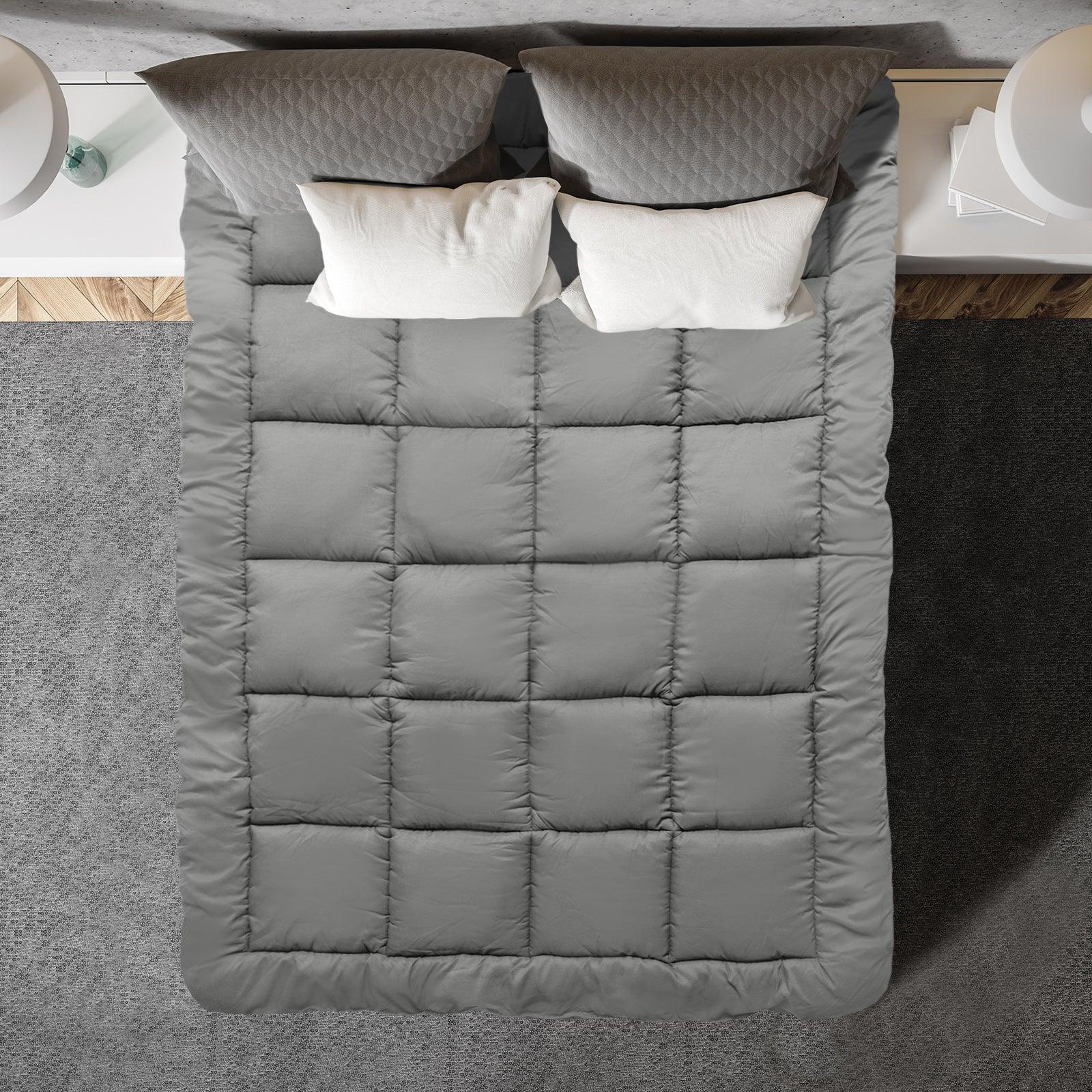 Royal Comfort Charcoal Bamboo Blend Topper 800GSM 45cm Skirt Luxury Bedding - Single - Charcoal - Mekamart Australia