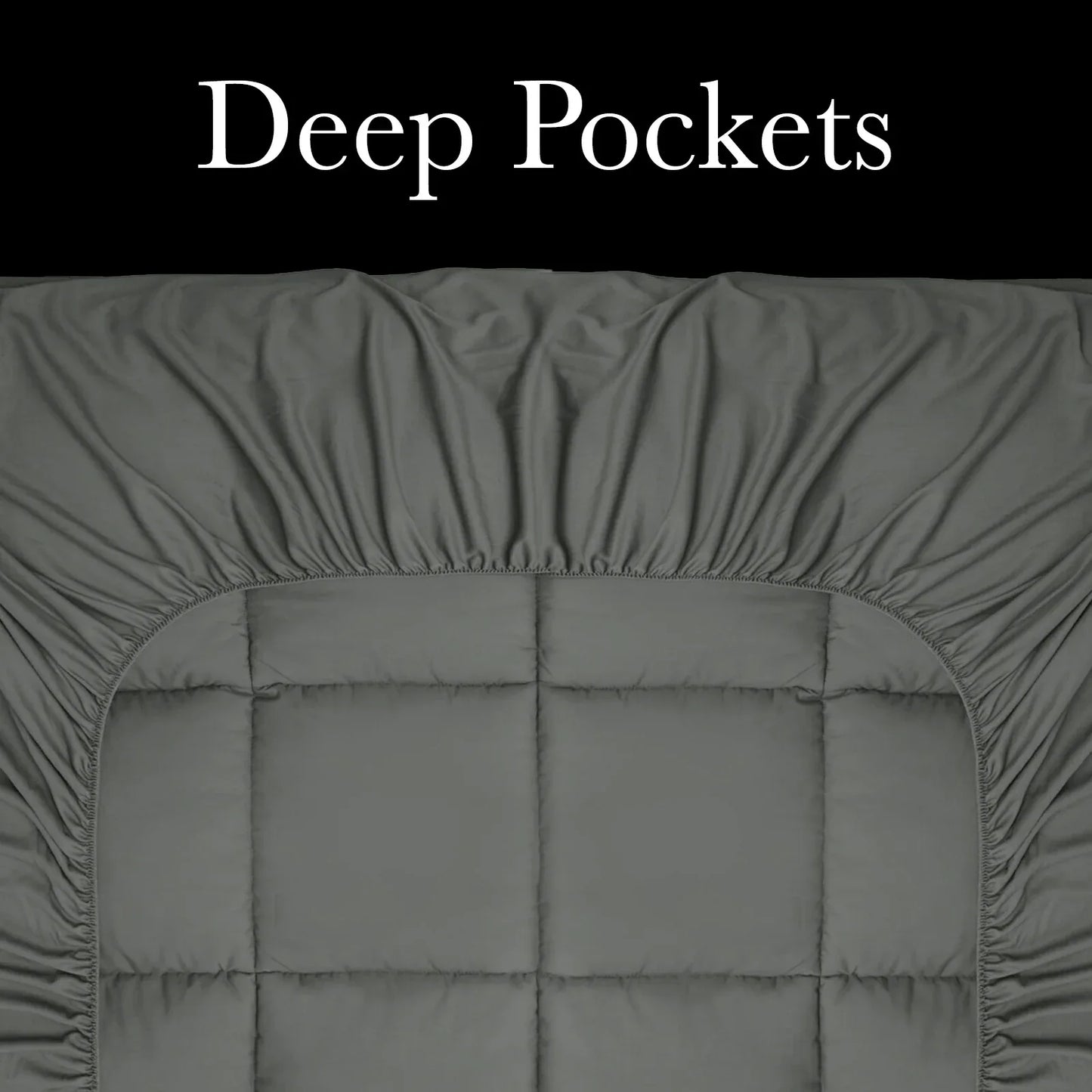 Royal Comfort Charcoal Bamboo Blend Topper 800GSM 45cm Skirt Luxury Bedding - Single - Charcoal - Mekamart Australia