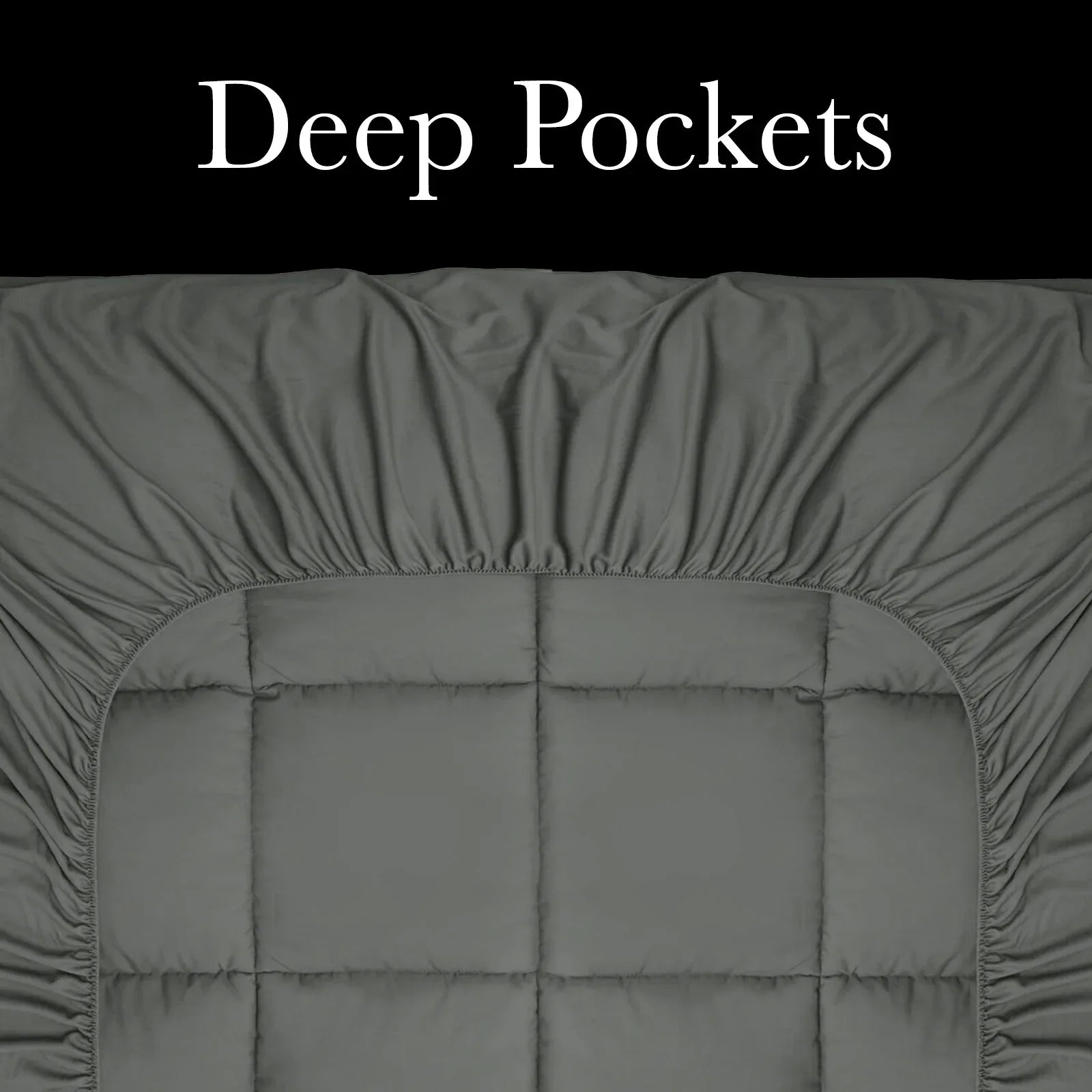 Royal Comfort Charcoal Bamboo Blend Topper 800GSM 45cm Skirt Luxury Bedding - Single - Charcoal - Mekamart Australia