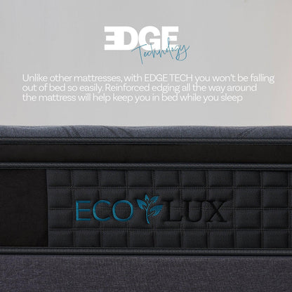 Eco Lux Euro Top 7 -Zone Pocket Spring Mattress Plush Edge Support Medium Firm - Single - Mekamart Australia