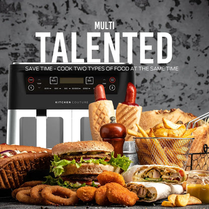 Kitchen Couture Dual View 2 x 5 Litre (10 Litre) Air Fryer Stainless Steel - Mekamart Australia