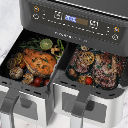 Kitchen Couture Dual View 2 x 5 Litre (10 Litre) Air Fryer Stainless Steel - Mekamart Australia