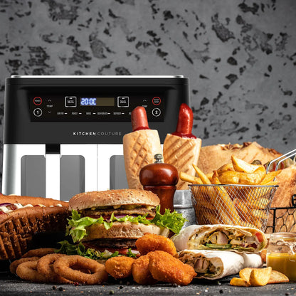 Kitchen Couture Dual View 2 x 5 Litre (10 Litre) Air Fryer Stainless Steel - Mekamart Australia