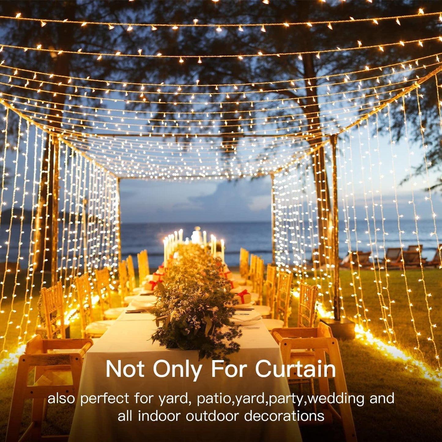 USB Powered 300 LED Curtain String Light with 8 Modes and Remote Control for Bedroom Party Wedding Decorations - Mekamart Australia