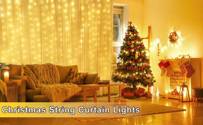 USB Powered 300 LED Curtain String Light with 8 Modes and Remote Control for Bedroom Party Wedding Decorations - Mekamart Australia