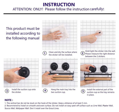 2 Pack Rectangular Bamboo Corner Shower Caddy Shelf Basket Rack with Premium Vacuum Suction Cup No-Drilling for Bathroom and Kitchen - Mekamart Australia