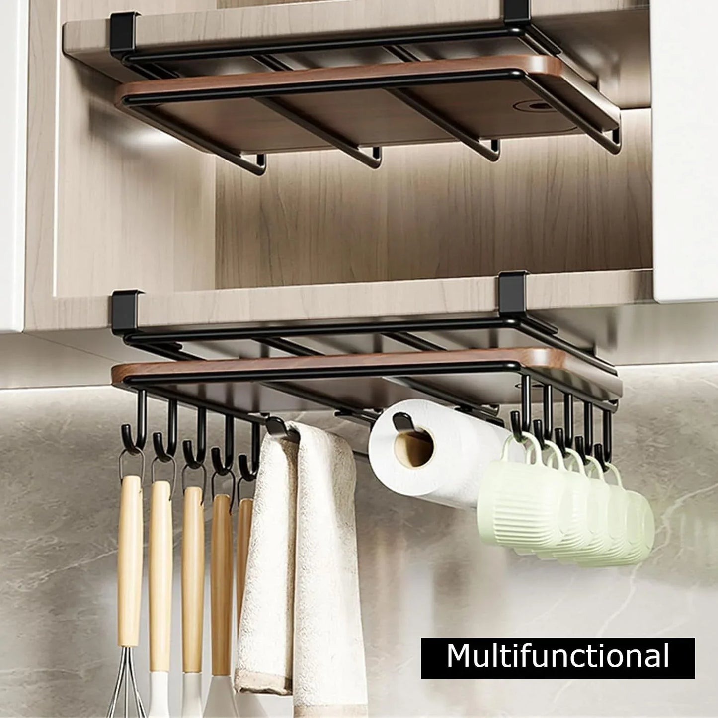 Multifunctional Under Cabinet Cutting Board Metal Holder Organiser - Mekamart Australia