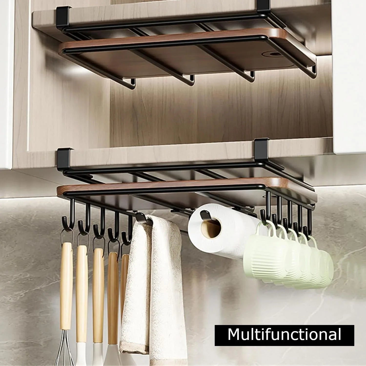 Multifunctional Under Cabinet Cutting Board Metal Holder Organiser - Mekamart Australia