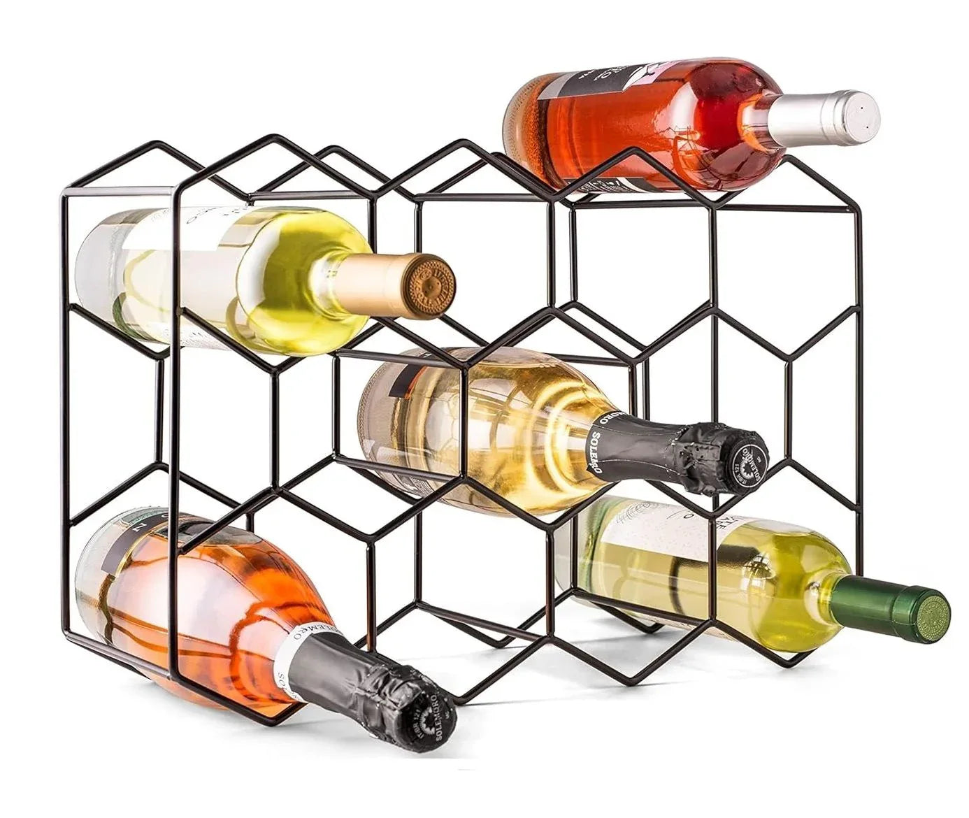 14 Bottle Freestanding Modern Metal Countertop Wine Rack Countertop - Mekamart Australia