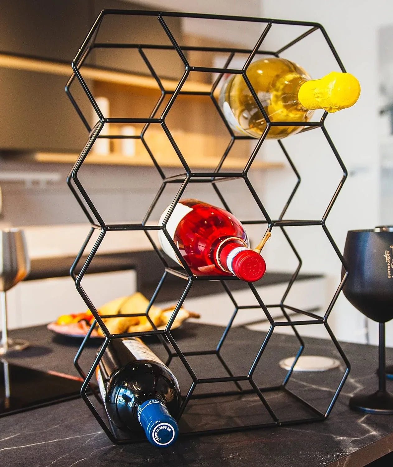 14 Bottle Freestanding Modern Metal Countertop Wine Rack Countertop - Mekamart Australia