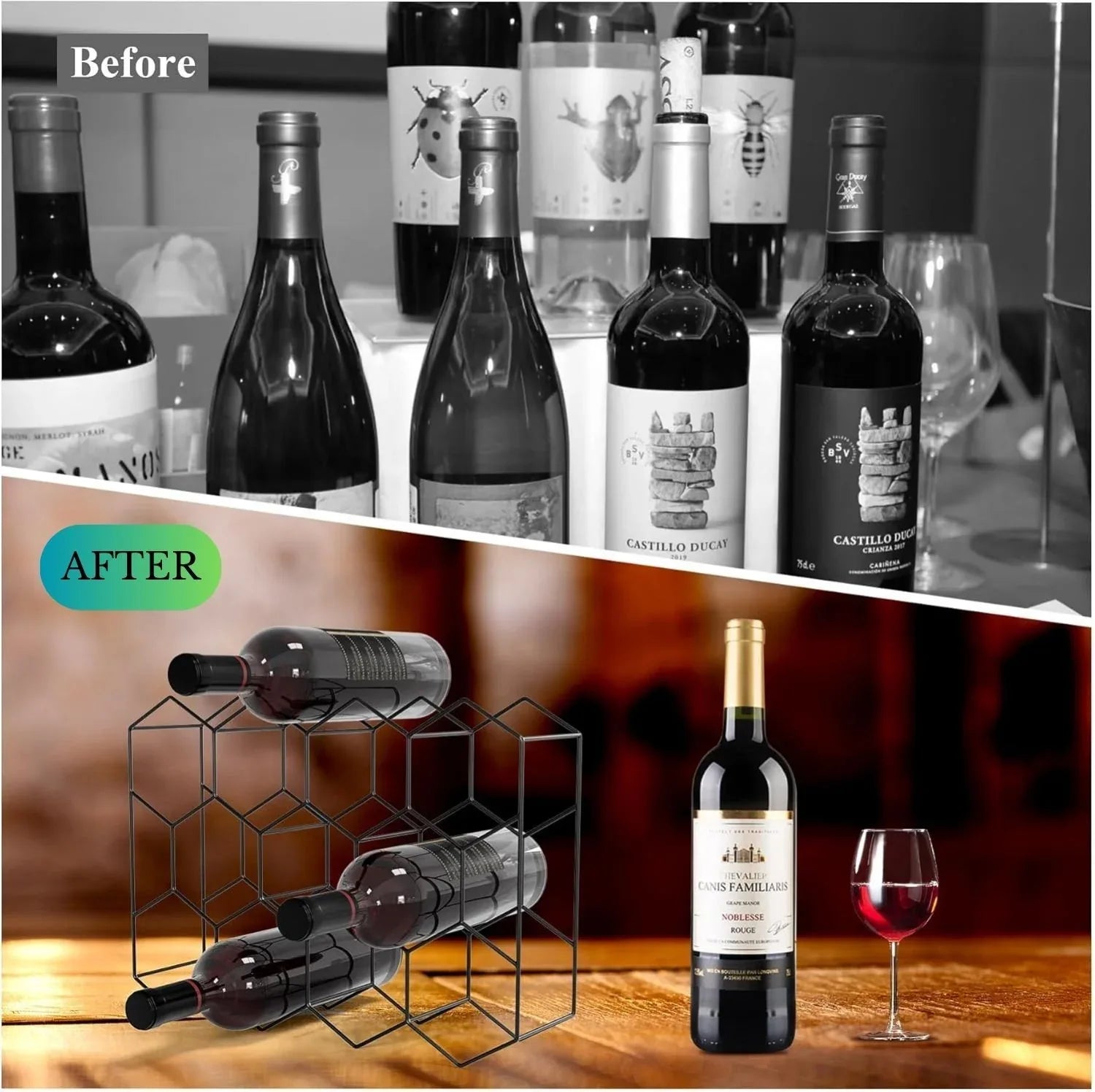 14 Bottle Freestanding Modern Metal Countertop Wine Rack Countertop - Mekamart Australia