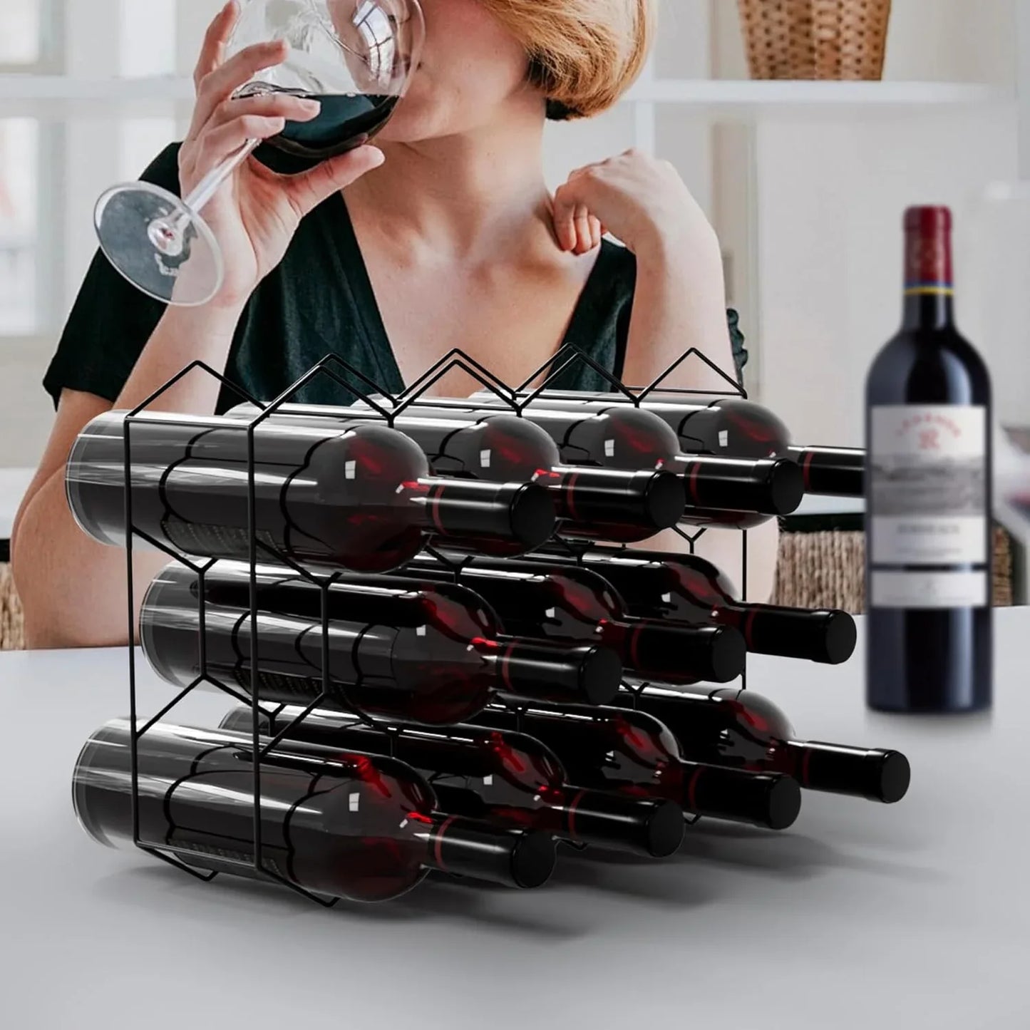 14 Bottle Freestanding Modern Metal Countertop Wine Rack Countertop - Mekamart Australia
